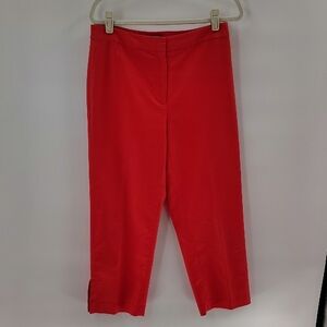 Peck & Peck Dark Coral Ankle Crop Pants Size 10 Slit Ankle Stretch